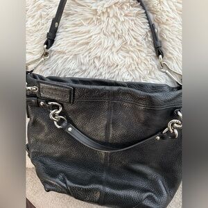 Coach Brooke Pebbled Leather Hobo in Black